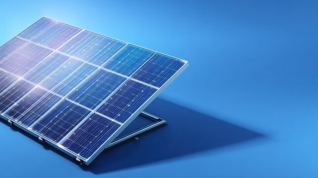solar cell technology green on a blue background