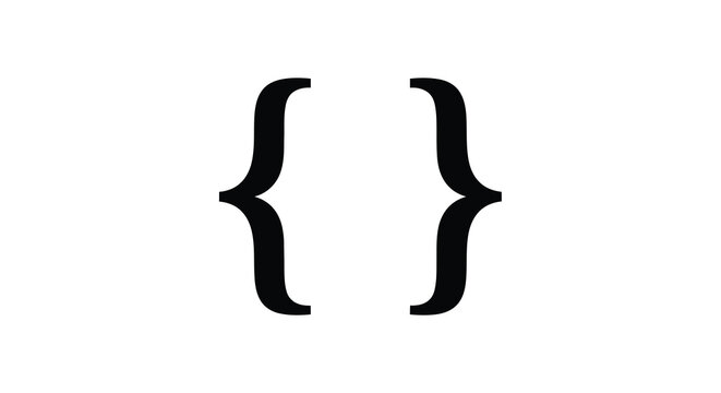 A simple graphic depicts two black curly brackets facing each other suggesting code or data structure high quality professional detailed modern