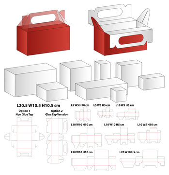 Gable Top Handle Box with Modular Inserts Dieline Template