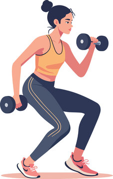   donna in palestra alzano pesi per esercizio fisico e muscoli vettoriale