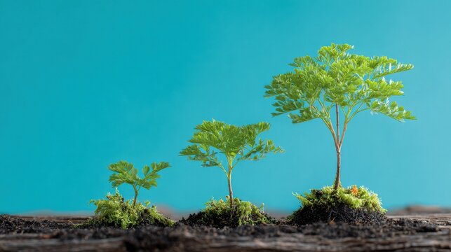 green background reforestation tree planting on a blue background