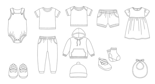 Baby clothes and accessories laid out 8.