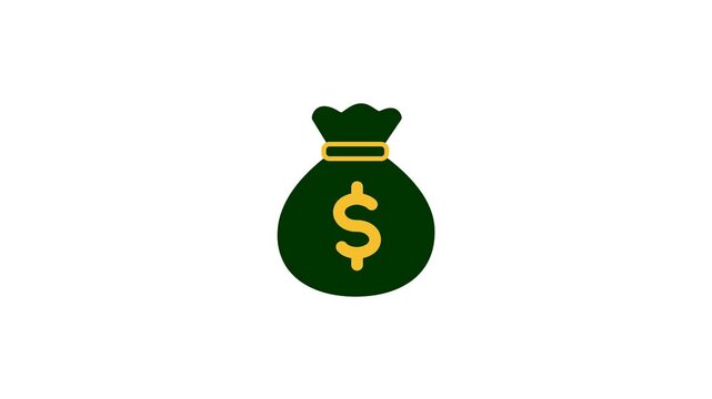 Green money bag animation background transparent icon representing finance and wealth