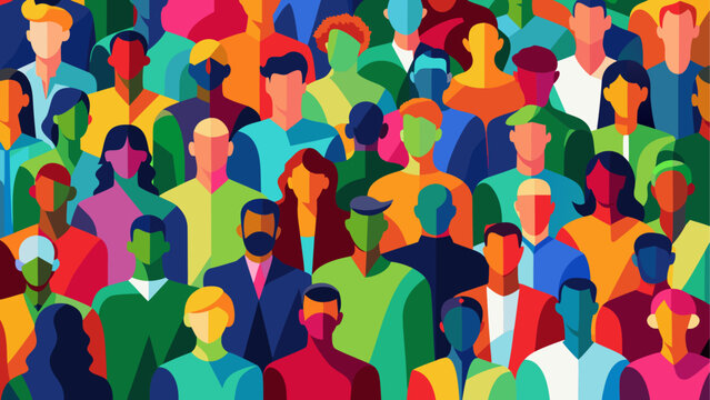 A crowd of people with different skin tones and colors