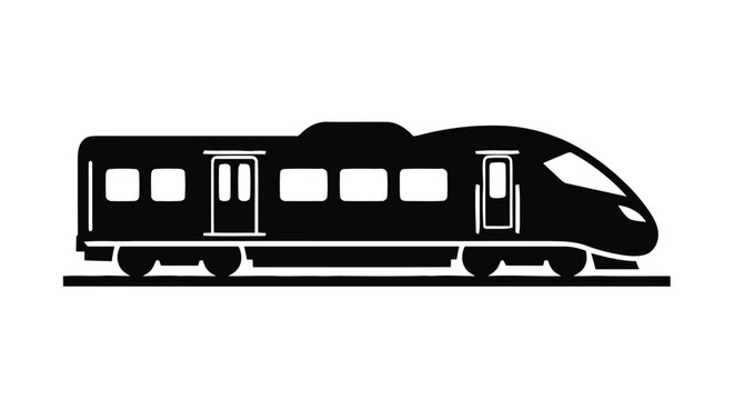 Vector illustration&nbsp;of modern high speed train icon, side view of a passenger locomotive