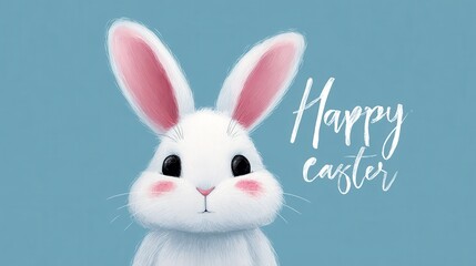 Fototapeta premium bunny greeting card green background on a blue background