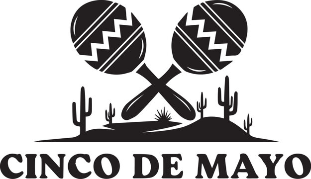 Cinco de mayo celebration logo with traditional elements