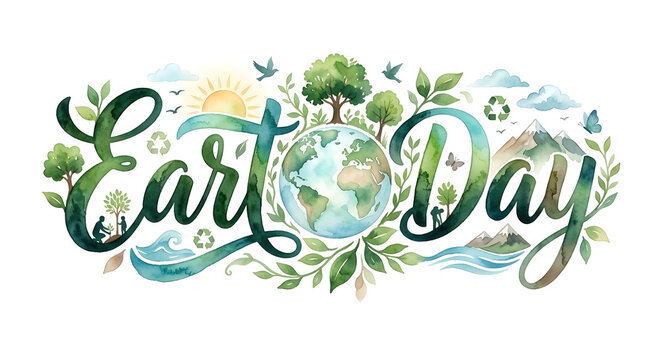 Earth day typo on white background.