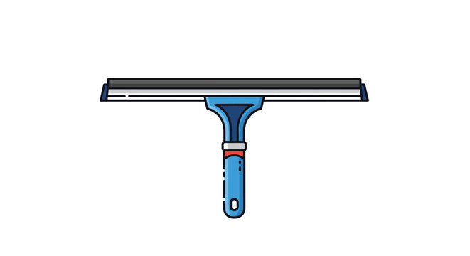 Professional squeegee tool for window cleaning and glass maintenance featuring a blue handle and black rubber blade.