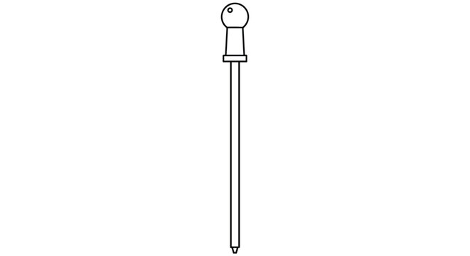 Simple line drawing of a laboratory dropper or pipette used for precise liquid measurement in scientific and medical research.