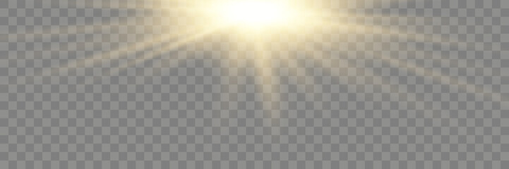 Naklejka premium Vibrant golden energy burst vector with radiant light rays and shining star glow for dynamic abstract background isolated on transparent