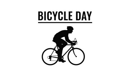 Obraz premium Black silhouette vector graphic illustration celebrating bicycle day with a cyclist riding intensely