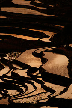 Sunset over the historical Hani rice terrace in Yuanyang, Honghe, Yunnan, China
