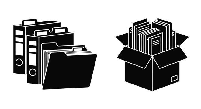 Vector illustration&nbsp;of set of icons representing office document organization and file storage