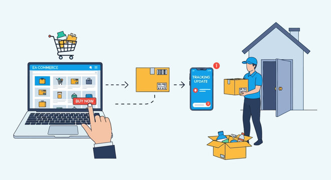 Delivery Man Holding a Package Box.