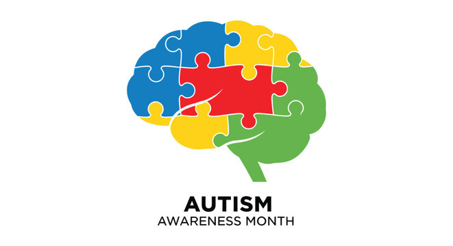 Autism awareness month brain puzzle piece symbol