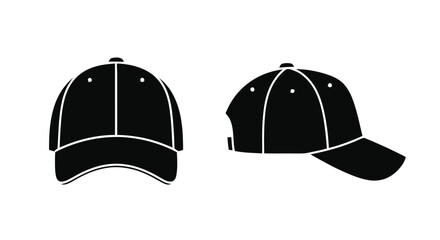 Fototapeta premium Vector illustration&nbsp;of baseball cap icon set, front and side view