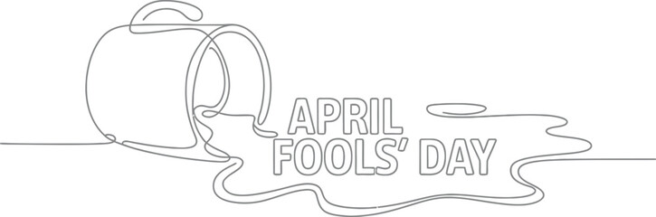 Obraz premium Spilled Cup And April Fools Day Text Line Art Grey
