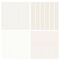 Obraz premium Set of seamless vector patterns with vertical stripes and dashed line elements in soft pastel colors. Minimal geometric textile backgrounds suitable for fabric, wrapping, wallpaper, and stationery des