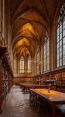 Obraz premium Interior of a large Gothic library.