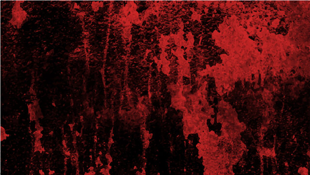 Abstract blood-red grunge texture background. Spattered crimson paint, dark art. Dramatic pattern. Artistic surface. Unsettling stains. Rough material. Conceptual design. Emotional impact.