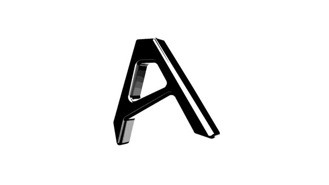 3d letter a spinning on white background video
