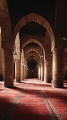 Obraz premium Islamic architecture interior with arches.