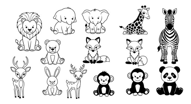 Collection of various cute cartoon animals 1.