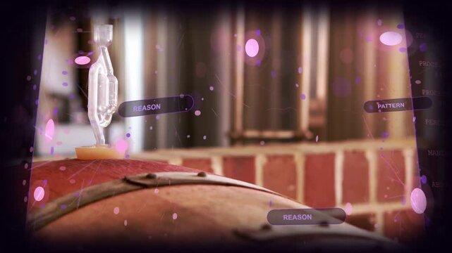 HUD activating and panels sliding, barrel airlock bubbling and particles drifting, tracking brew