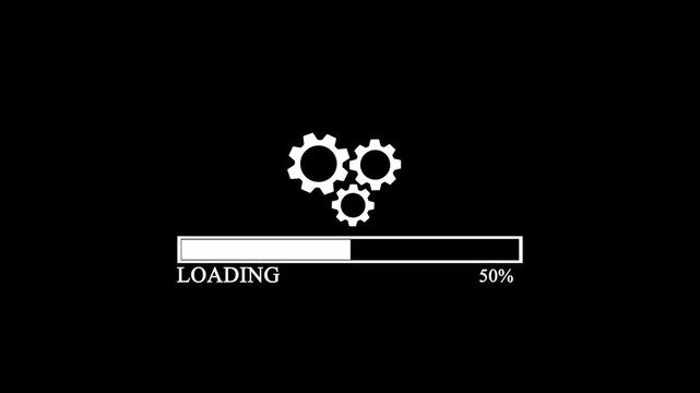 Operating system upgrade concept, software updating and process, update modern functions, Setting updating icon animation, System software loading or upgrade. Banner new loading, on black background.
