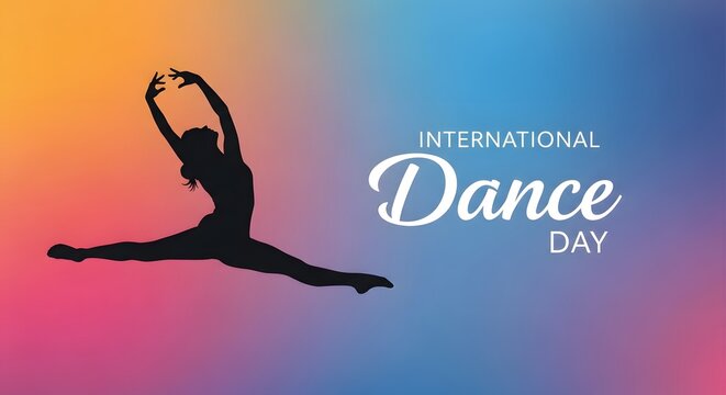 International dance day celebration with a dancer silhouette