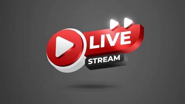 A live stream icon plays on a dark background with streaming labels