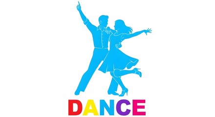 Obraz premium A blue silhouette of a man and woman dancing