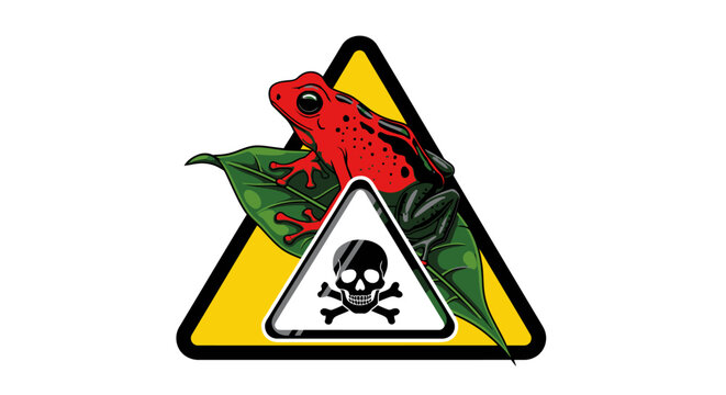 Red Frog on Toxic Warning Sign.