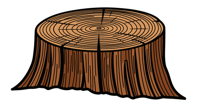 Tree Stump Cross Section Illustration.