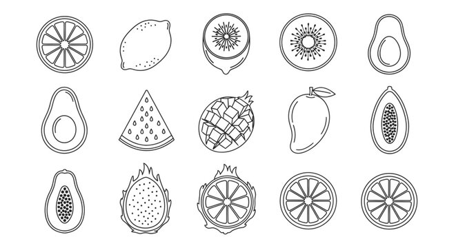 Variety of fruit icons in illustrations 4.