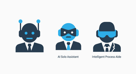 Fototapeta premium Diverse digital avatar icons representing artificial intelligence, superheroes, and virtual reality technology concepts