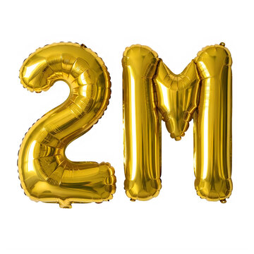 Golden 2m balloons isolated on transparent background