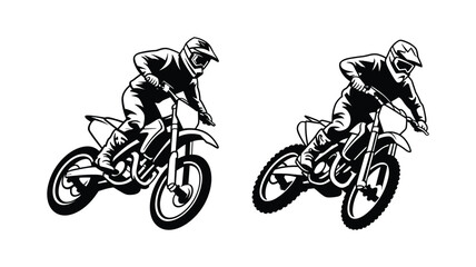 Obraz premium Motocross rider accelerating fast on bike, action sport dynamic illustration.