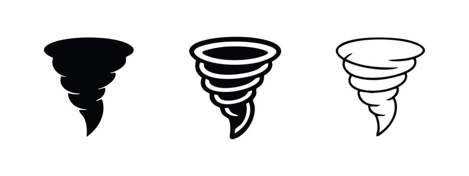 Tornado Cyclone Storm Icon Set. Extreme Weather Twister Vortex Symbol of Natural Disaster