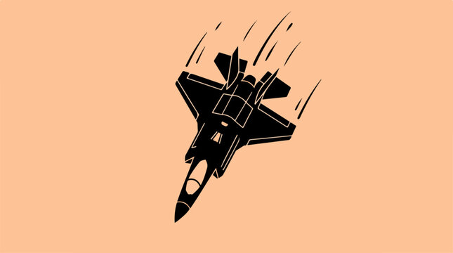 Silhouette of a jet fighter plane soaring through the sky.