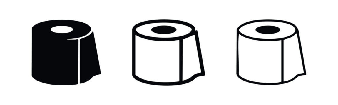 Paper Towel Roll Icon Set. Kitchen and Hygiene Symbols Collection. Cleaning Product Vector Illustration for Household.