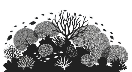 Coral Reef with Various Sea Life. © Mardiyo