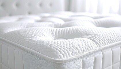 Fototapeta premium A close-up shot of a luxurious white mattress with plush quilting.