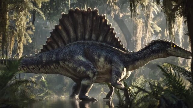 Dimetrodon in a Dense Prehistoric Forest