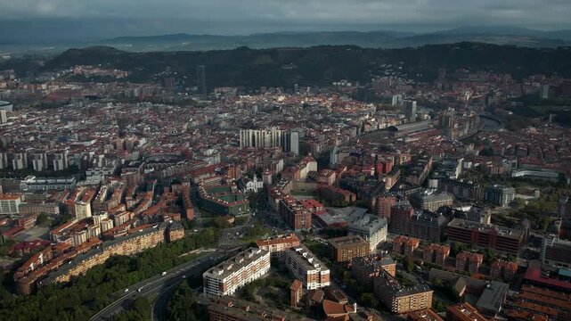 Footage of Bilbao city in the Basque Country, Spain. High quality 4k drone footage