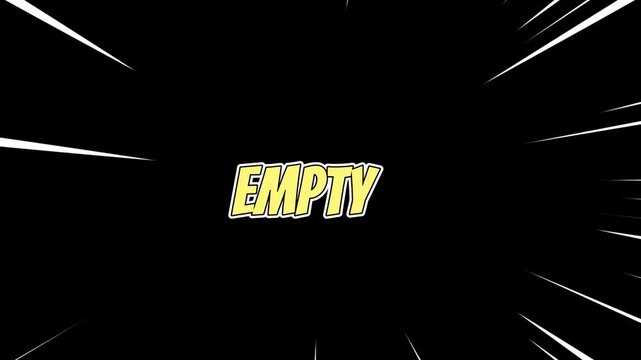 The word 'EMPTY' is starkly presented with dynamic comic speed lines.