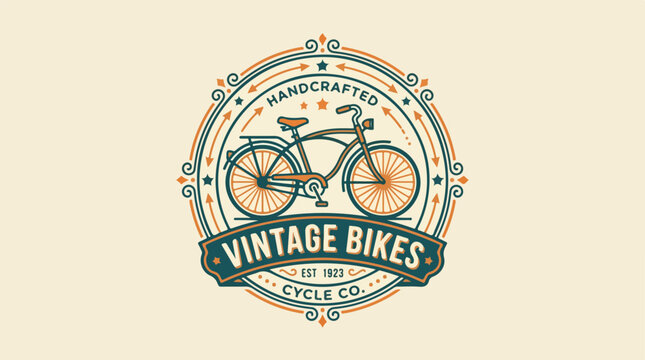 Vintage Bicycle Logo - Handcrafted Cycle Company Emblem Design.