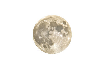 Naklejka premium Full moon glowing in night sky with transparent background