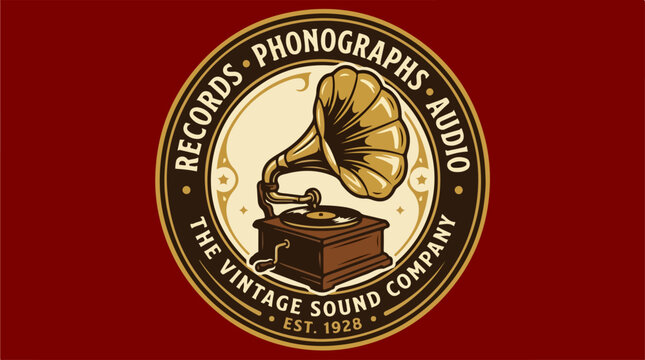 Vintage Sound Company Logo - Records, Phonographs, and Audio Equipment.